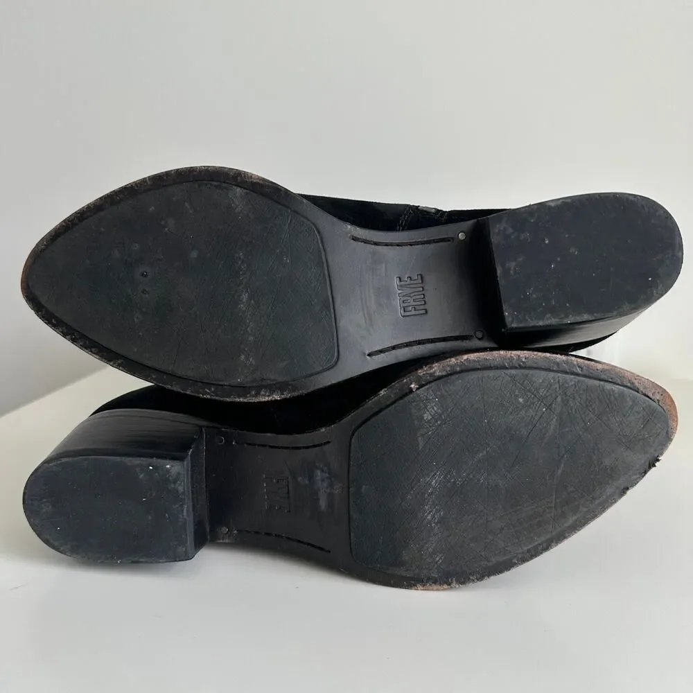 FRYE‎ Boots Womens 6.5 Black Over The Knee Suede Leather Ray Grommet Studded